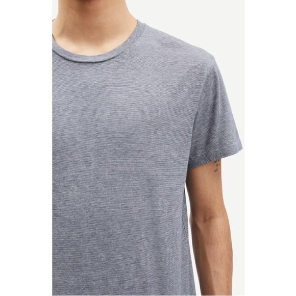 SAMSOE SAMSOE Mens Short Sleeve KRONOS O-N STRIPE T-Shirt Total Eclipse SZ S EUC - Picture 2 of 16